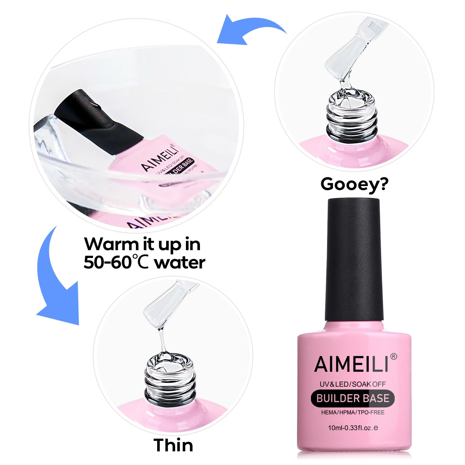 AIMEILI 5-in-1 Builder Base Gel Nail Polish 10ML Translucent Nude Hema Free Vegan - Image 7