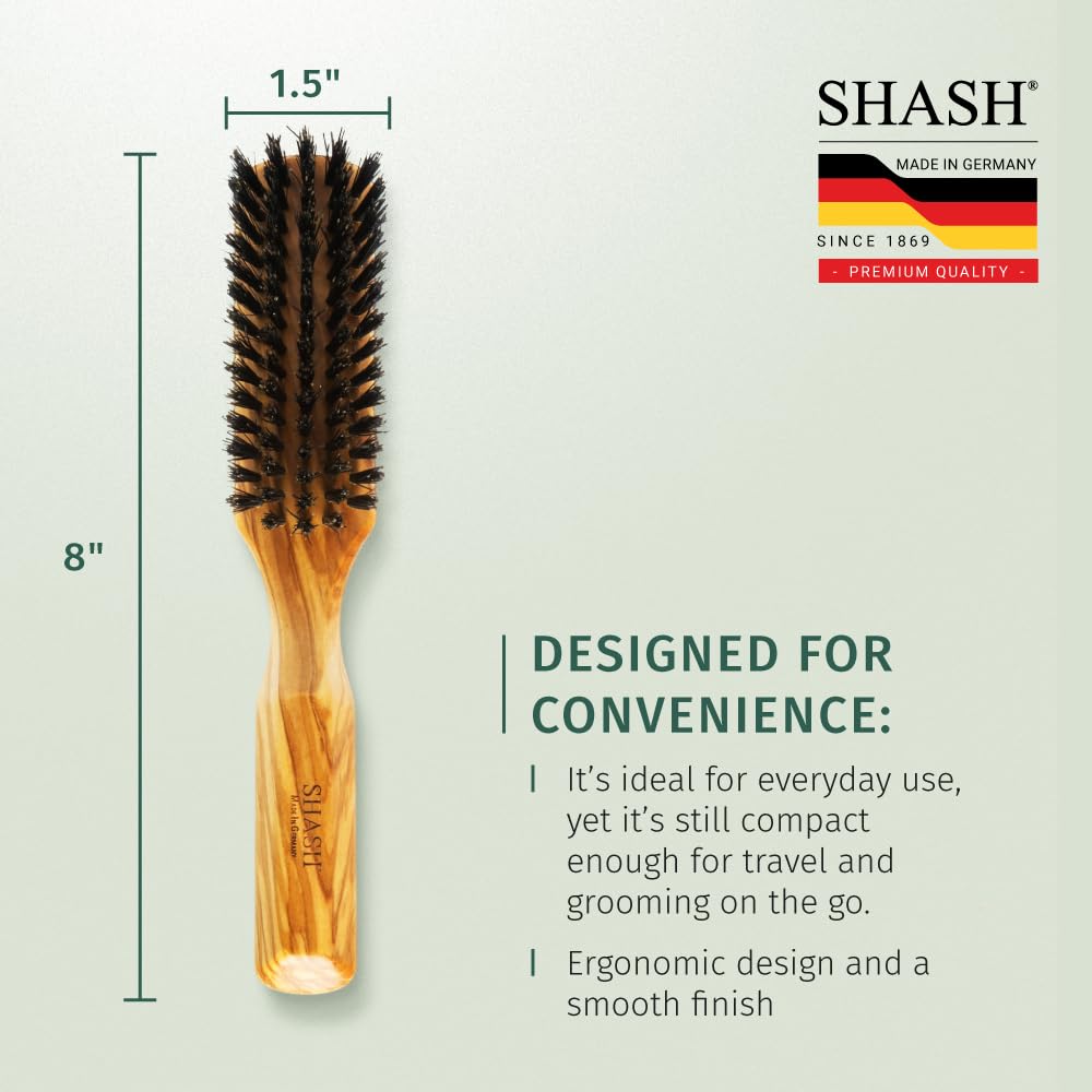 SHASH + KELLER 100% Boar Bristle Hair Brush for Thin to Normal Hair Conditions and Improves Texture - Image 7