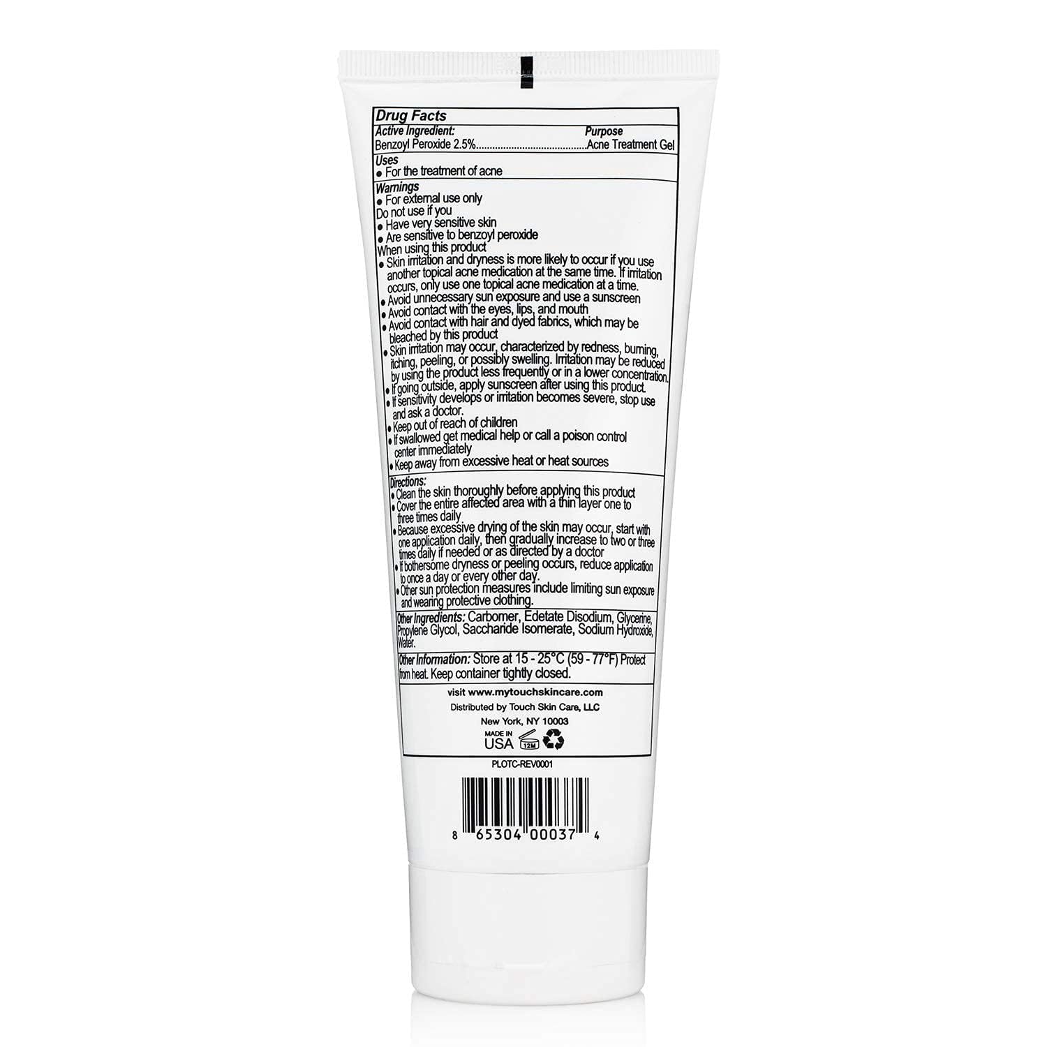 Touch Benzoyl Peroxide 2.5% Gel Cream for Acne Treatment - 8 oz Clear Lightweight Formula for Adults and Teens - Image 5
