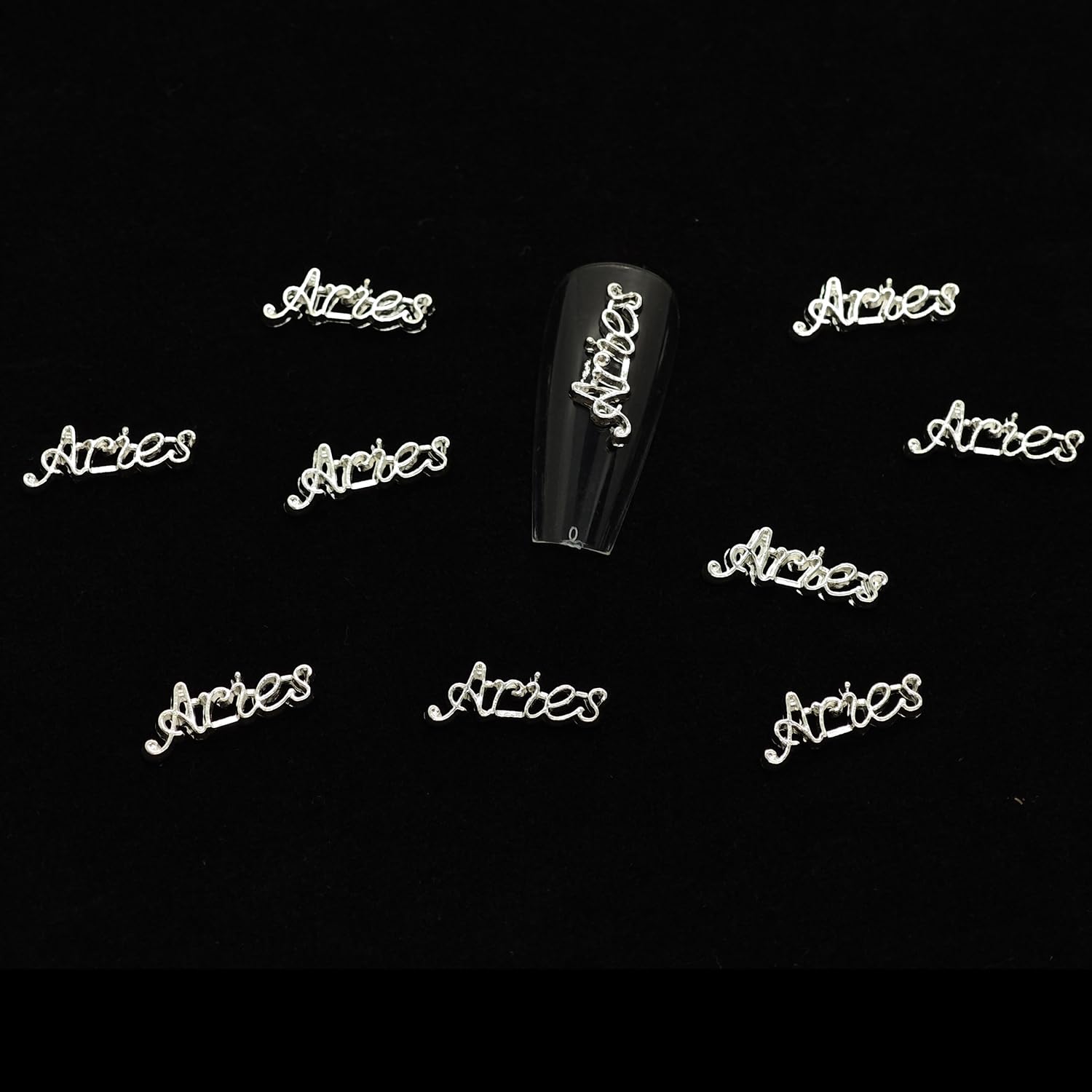 15pcs 3D Silver Zodiac Aries Nail Charms with 5 Signs and 10 Letter Studs for DIY Crafts - Image 6
