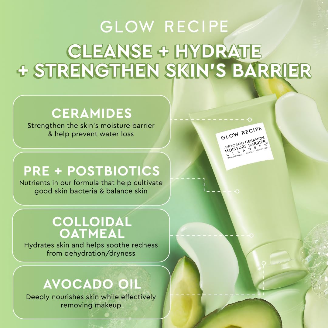 Glow Recipe Avocado Ceramide Facial Cleanser 150ml Dry Skin Hyaluronic Acid Hydration - Image 2