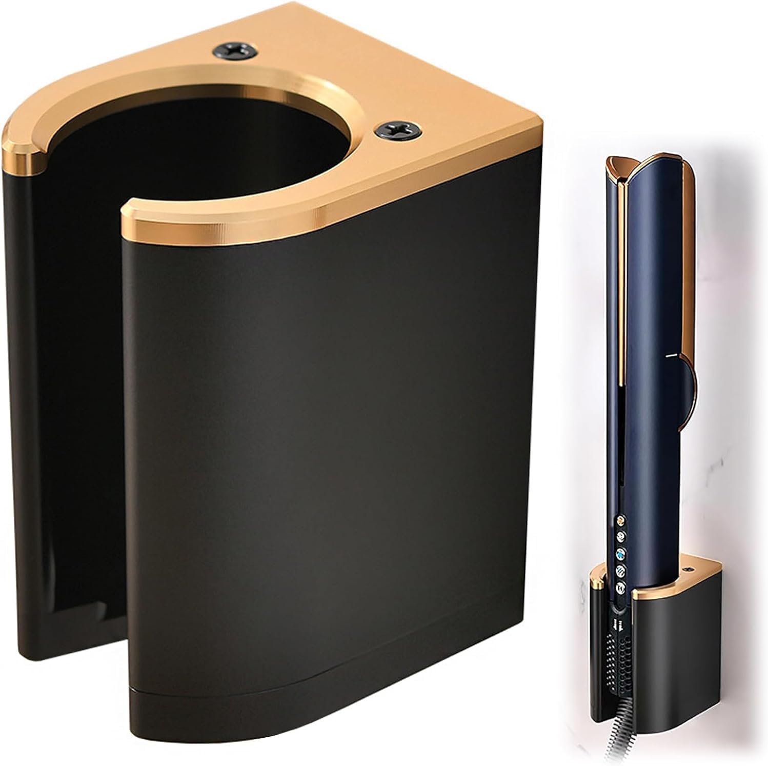 Wall Mount Holder Compatible with Dyson Airstrait Straightener, Airwrap Styler Hair Curling Iron Barrels and Brushes, Metal Organizer Storage Rack, Curling Iron and Accessories Organizer Rack