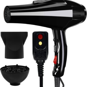 Professional Hair Dryer 3500 Watt Powerful Salon Blow Dryer Ceramic Tourmaline Quick Dry Ionic Hair Dryer with AC Motor Concentrator Diffuser Attachments