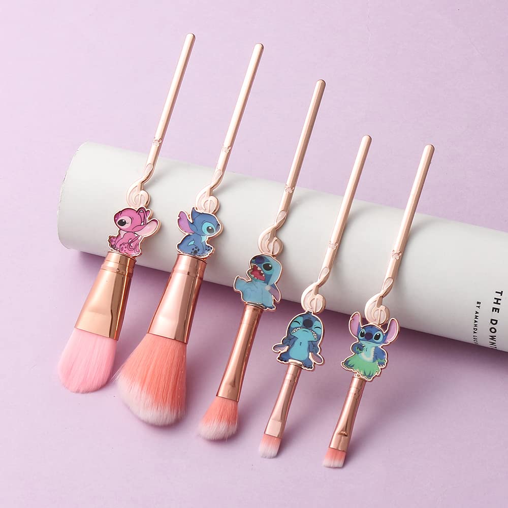 Anime Stitch 7-Piece Premium Synthetic Makeup Brush Set for Women and Girls - Image 3