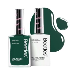 Beetles Gel Nail Set Green 2Pcs 15ml NailPolish and Fast Dry Nail Polish Forest Green Collection Air-Drying & Long Lasting Nail Polish and Soak Off Uv Led Gel Art Effect for Nail Salon DIY Manicure