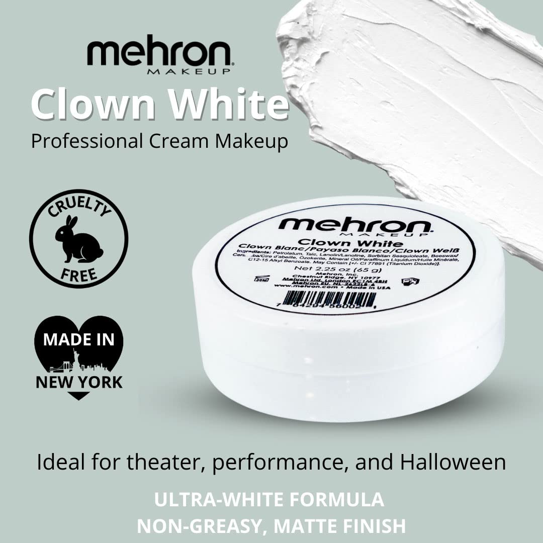 Mehron Clown White Face Paint Cream for Stage, Film, Cosplay, 2.25 oz - Image 2