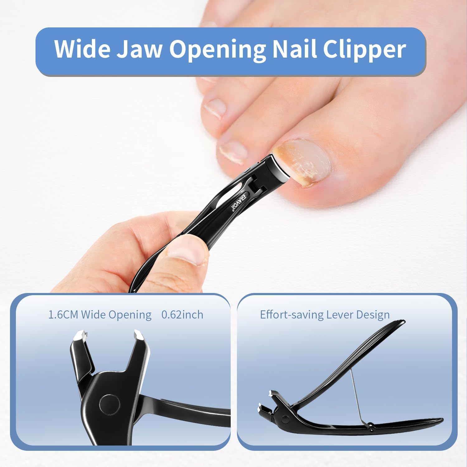 Extra Wide Jaw Angled Head Nail Clippers for Men and Women with Built-in Nail Catcher - Image 6