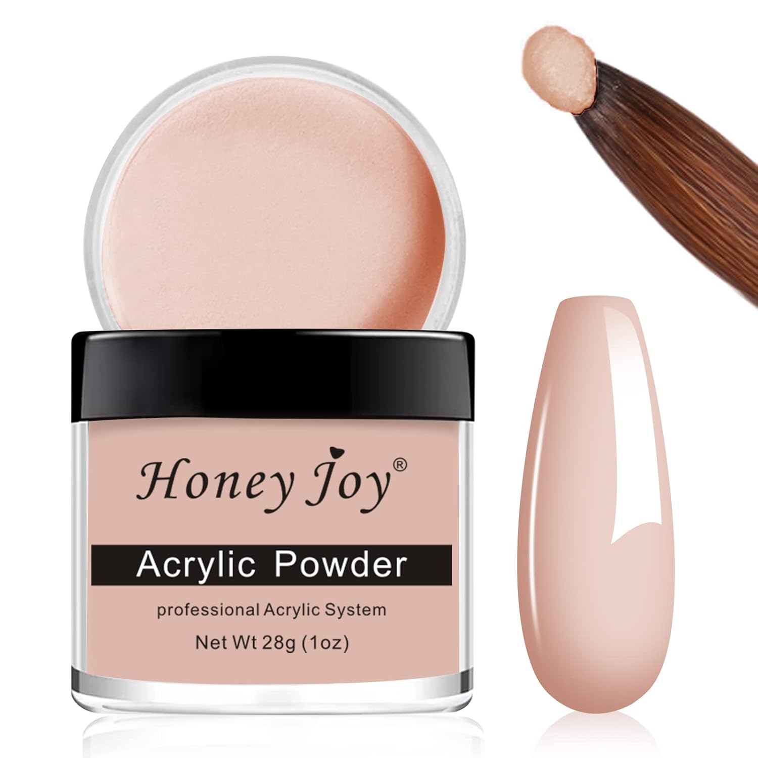 Acrylic Powder Clear White Nude Colored Polymer Nail Art for Acrylic Nails Extension No Need Nail Lamp, 1 oz (HJ-NAP017-Nude)