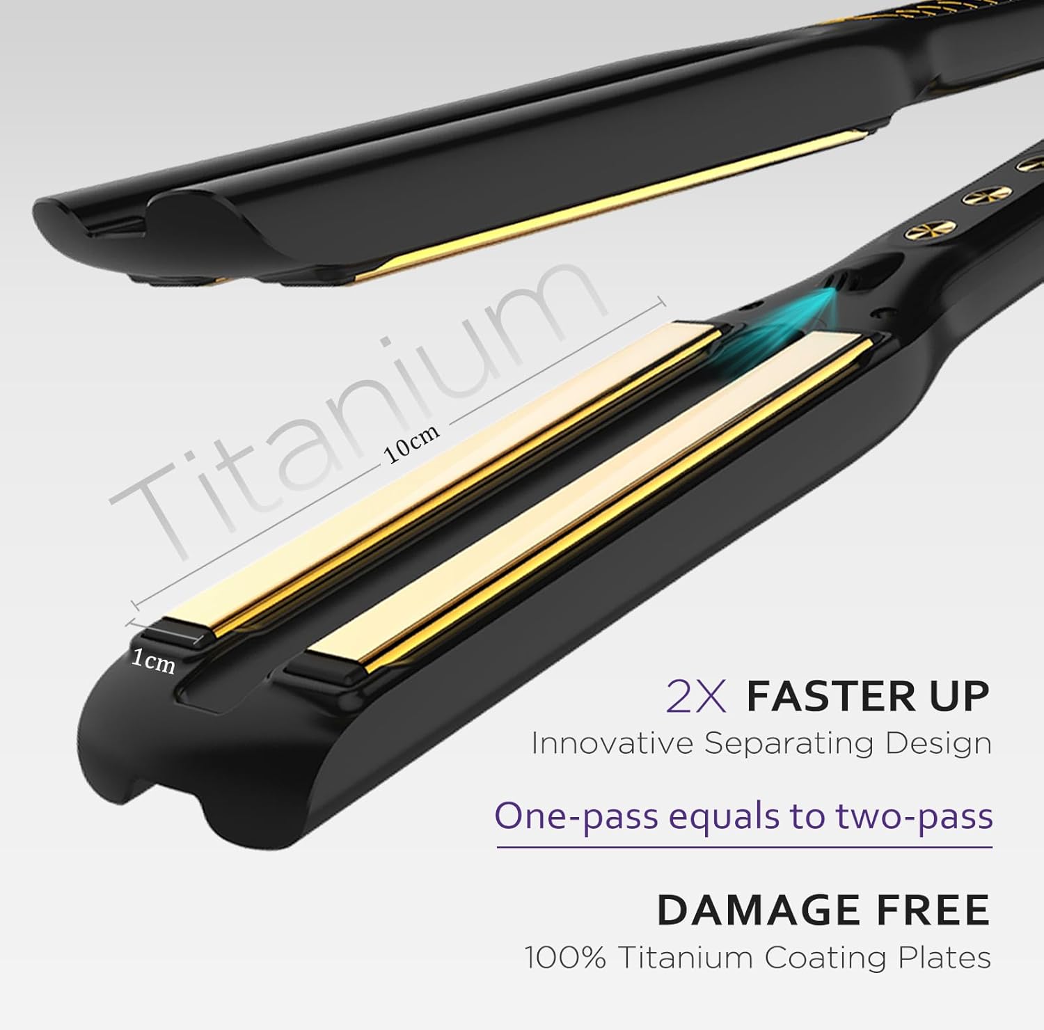Janelove 4X 0.5 inch Titanium Hair Straightener Flat Iron with Heat Resistant Mat LCD Display - Image 2