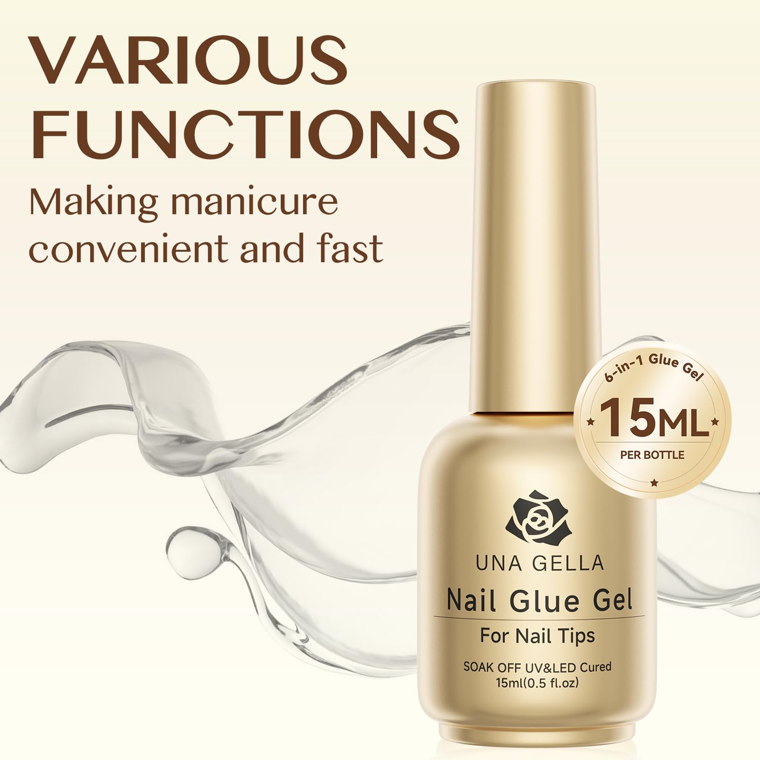 UNA GELLA 6-in-1 15ml Gel Nail Glue for Clear Acrylic and Soft Gel Tips - Image 8