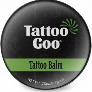 Tattoo Goo Original Aftercare Balm, Natural Tattoo Balm with Beeswax and Cocoa Butter, Soothing Ointment and Brightening Care, .75 oz; Packaging May Vary