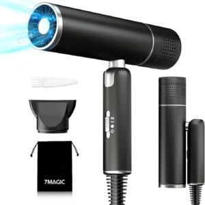 7MAGIC Foldable Hair Dryer, Powerful Ionic Blow Dryer for Fast Drying, Travel Hair Blow Dryer with Storage Bag, Lightweight Portable Hairdryer for Women, Cold/2 Heating/2 Speed Settings, Black