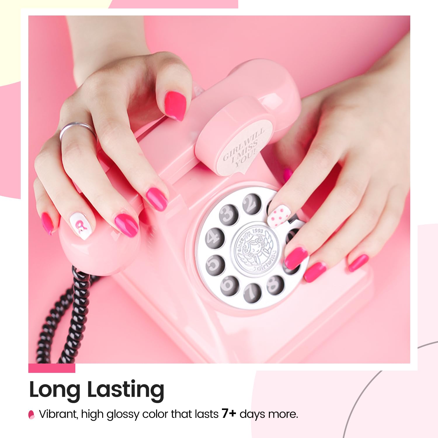 6 Color Quick Dry Nail Polish Set Women's Black White Red Pink Collection - Image 4
