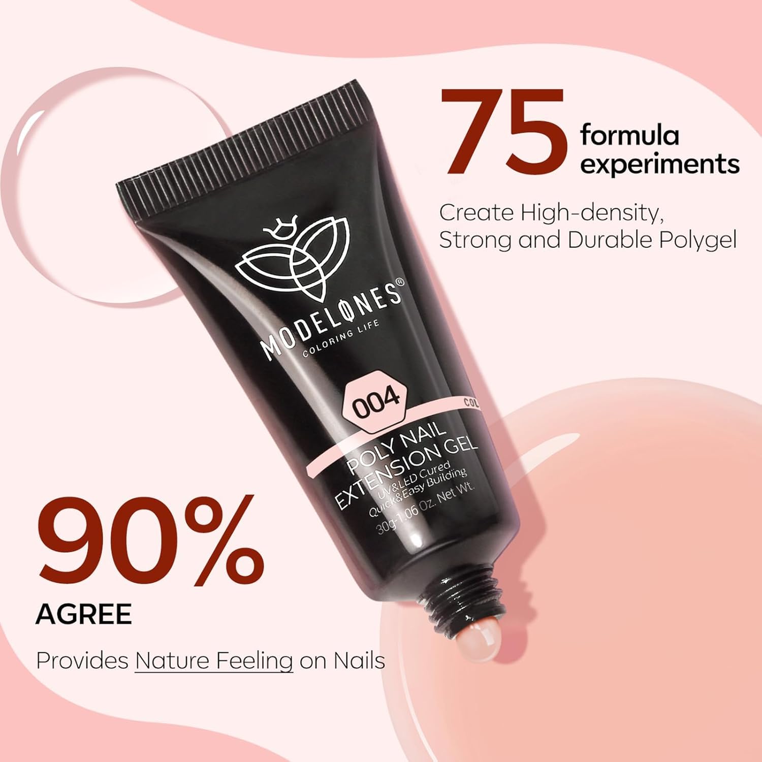 Modelones 30ml Dual-Chamber Poly Gel Kit with Slip Solution and Base Coat for Salon Quality Nails - Image 6