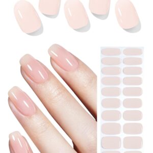 Modelones Semi Cured Gel Nail Strips, 32 Pcs Transparent Crystal Clear Stickers Sheer Gel Polish Strips, Ultra-glossy, Long Lasting, Nail Wraps U V for Home Nails DIY