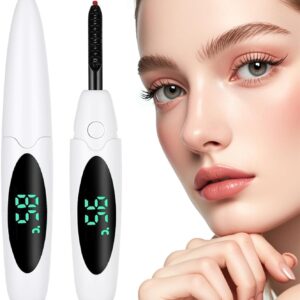 Heated Eyelash Curlers Electric Eyelash Curler with LED Display, 3 Temperature Modes Anti-Burn USB Rechargeable Natural Curling 24H Long Lasting for Women Makeup Tools Gifts
