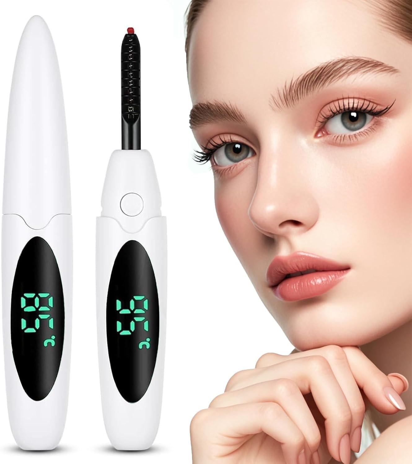 Heated Eyelash Curlers Electric Eyelash Curler with LED Display, 3 Temperature Modes Anti-Burn USB Rechargeable Natural Curling 24H Long Lasting for Women Makeup Tools Gifts