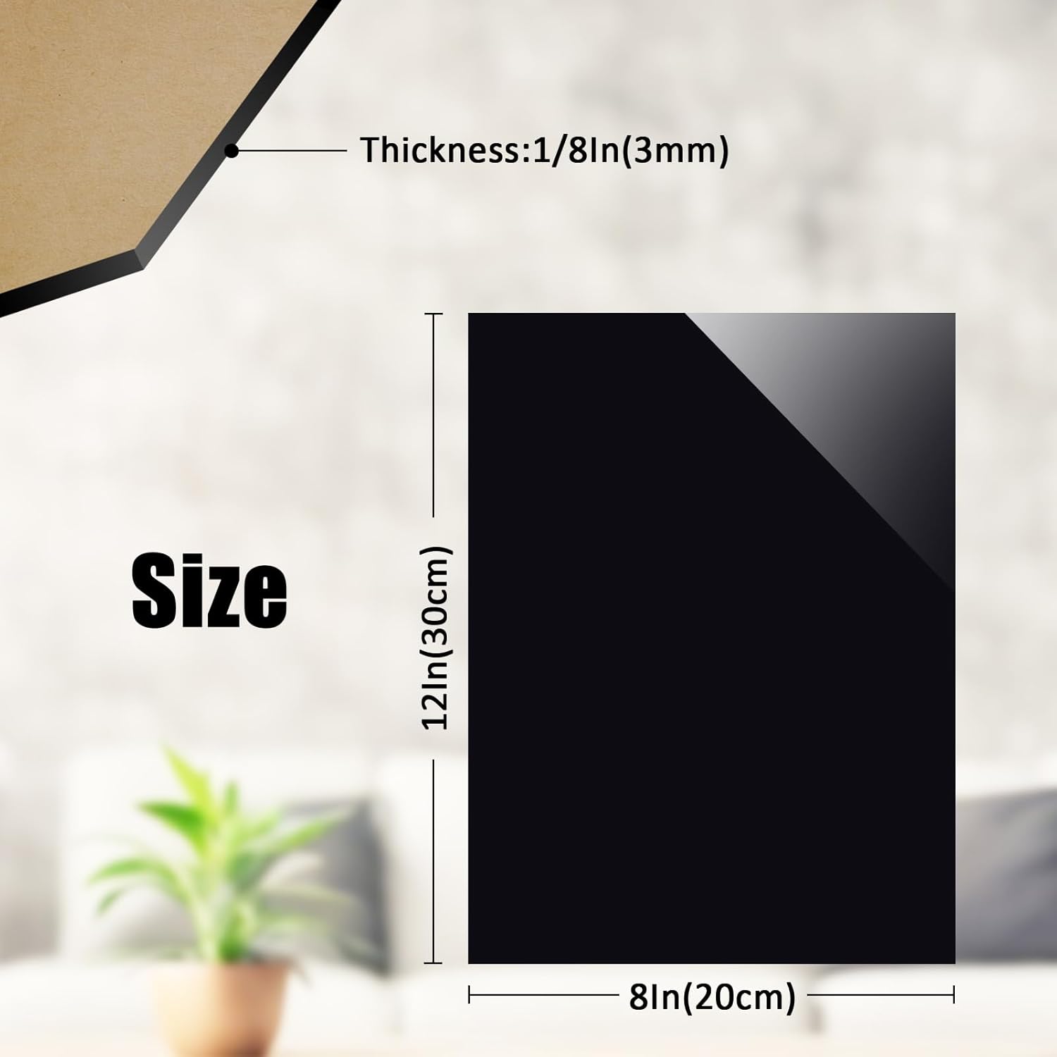 2-Piece Black Acrylic Sheets 8x12 Inches 3mm Thick for Laser Cutting Crafts - Image 4