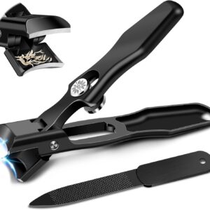 German Nail Clippers for Men with Catcher, Heavy Duty Toe Nail Clippers for Thick Nails Seniors, Portable Ultra Sharp Fingernail Clippers with Wide Mouth, Anti Splash Stainless Steel Nail Cutters