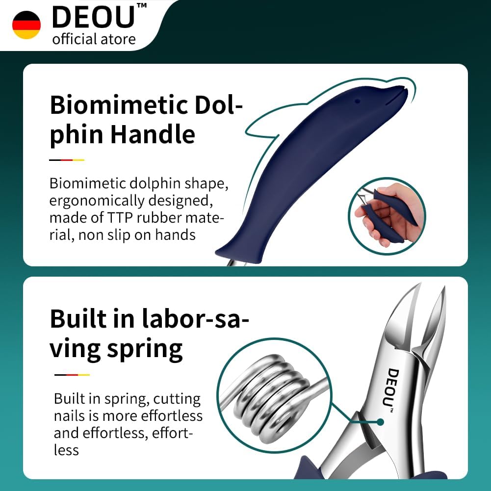 DEOU Heavy Duty Stainless Steel Nail Clippers for Thick Nails, Professional Pedicure Tool - Image 4