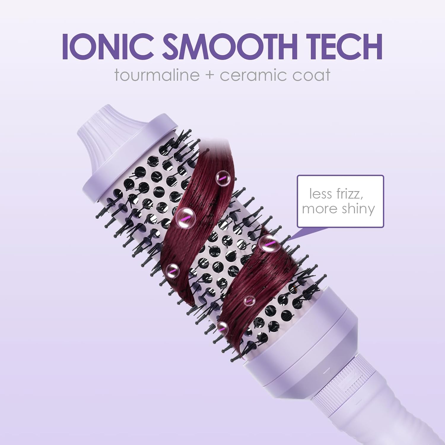 Purple Thermal Round Brush and Curling Iron Set with Adjustable Temperature for All Hair Types - Image 5