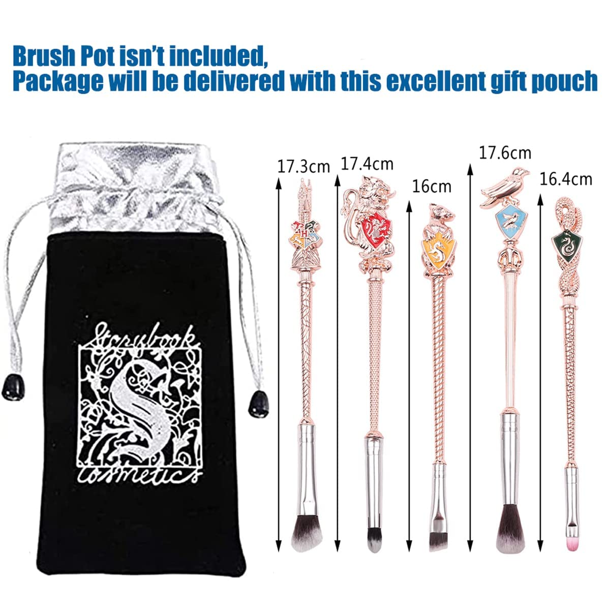 5 Piece Rose Gold Metal Wand Makeup Brush Set for Women - Image 2