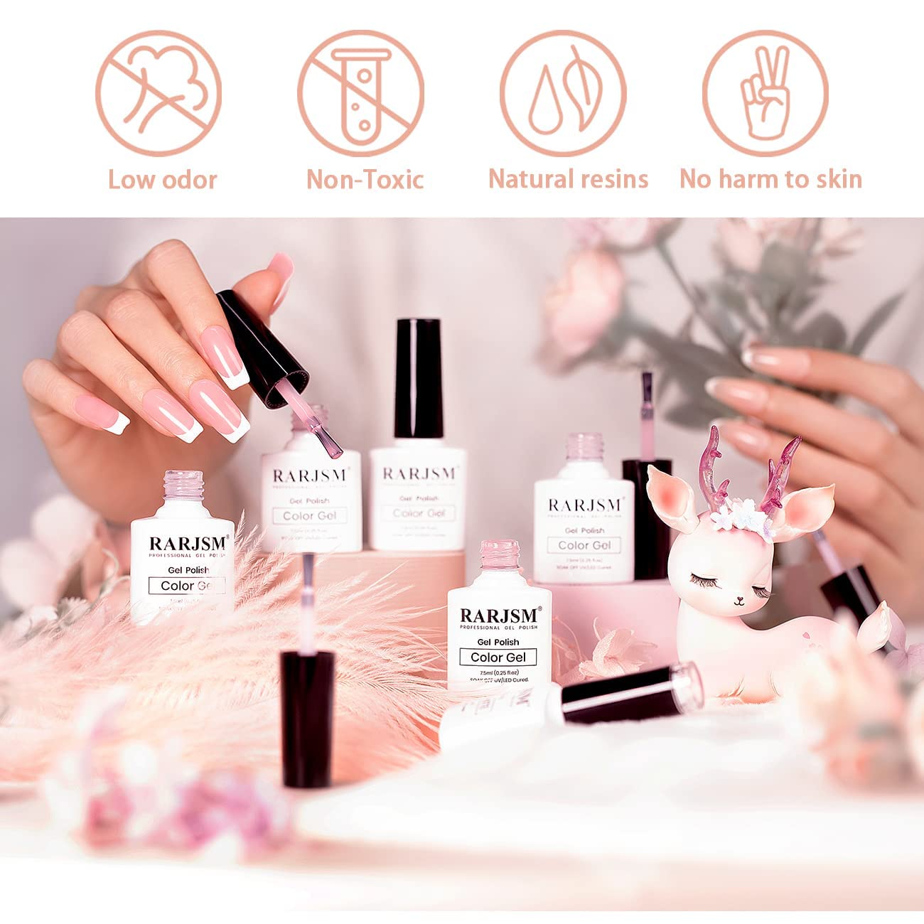 RARJSM 6-Piece Nude Gel Polish Set for French Manicure, 7.5ml Sheer Jelly Colors - Image 4