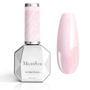MelodySusie Shimmer Pearl Pink Gel Nail Polish, 0.5fl oz Soak Off UV LED Thread Effect Swirl Shell Pink Gel Polish Gift for Women Nail Art Manicure Salon DIY Nail Design Decoration at Home-A1602