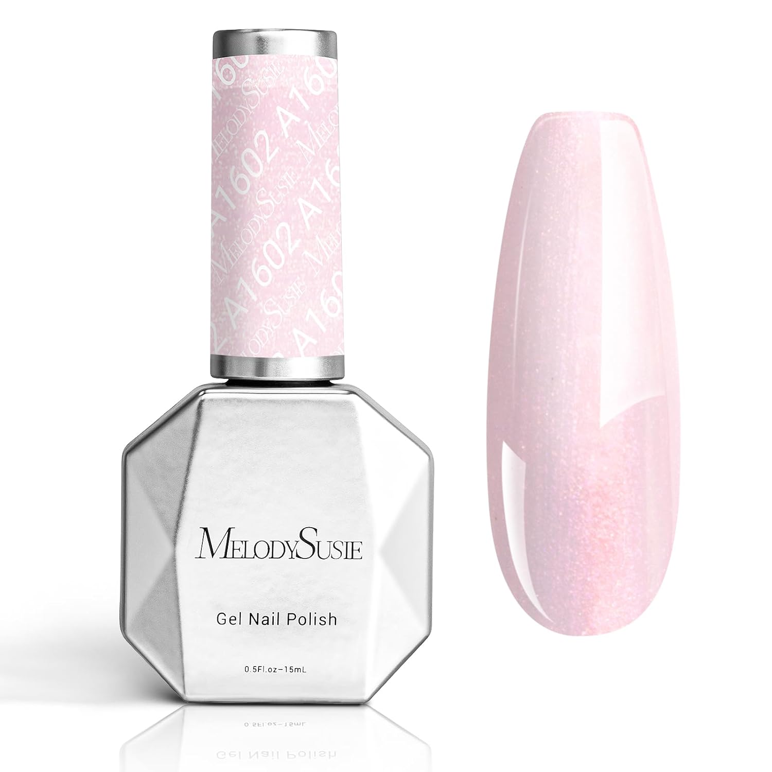 MelodySusie Shimmer Pearl Pink Gel Nail Polish, 0.5fl oz Soak Off UV LED Thread Effect Swirl Shell Pink Gel Polish Gift for Women Nail Art Manicure Salon DIY Nail Design Decoration at Home-A1602