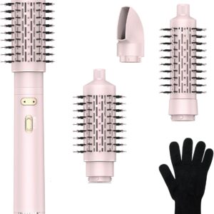 Rotating Hair Dryer Brush,3 in 1 Rotating Hot Air Brush with Detachable Brush(2" & 1.5"),3 Heats and 2 Speeds Rotating Hair Dryer Spinning for Curl,Straight