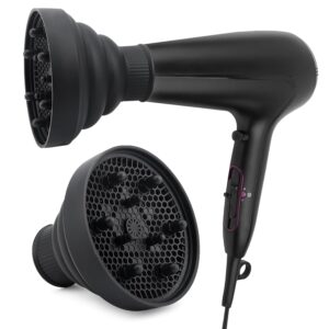 Foldable Hair Dryer Diffuser Portable Hair Diffuser Attachment Travel Hair Dryer Diffuser Profession Blow Dryer Diffuser Attachment Fit 1.57-1.96in (COLOR:black)