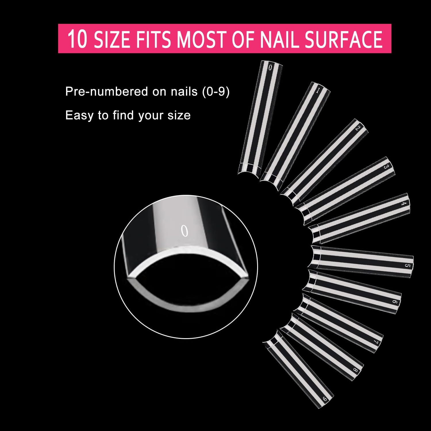 XL No C Curve Square Nail Tips 500pcs Clear Acrylic Tapered Half Cover Nails with Case - Image 4