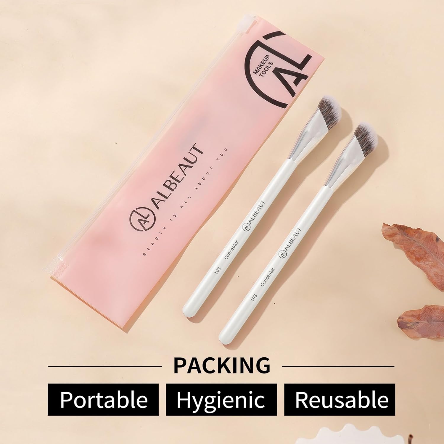 2 Piece Angled Makeup Brush Set for Liquid Foundation Cream and Eyeshadow Blending - Image 6
