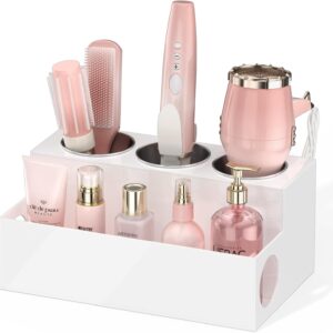NIUBEE Acrylic Hair Styling Tool Organizer and Holder - Bathroom Countertop Storage for Blow Dryers, Accessories, Makeup, and Toiletries