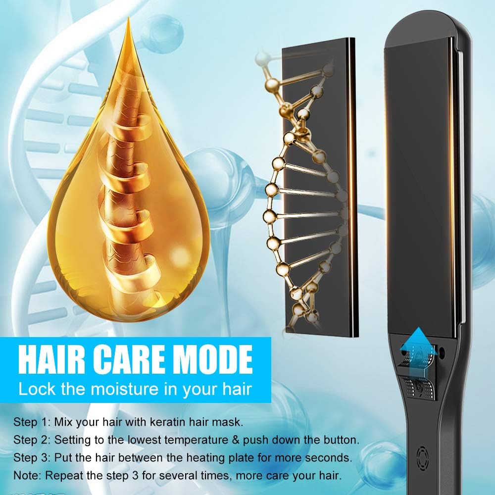 Professional Extra-Large 2.16'' Titanium Hair Straightener 30-Second Heat Up, 5 Settings - Image 4
