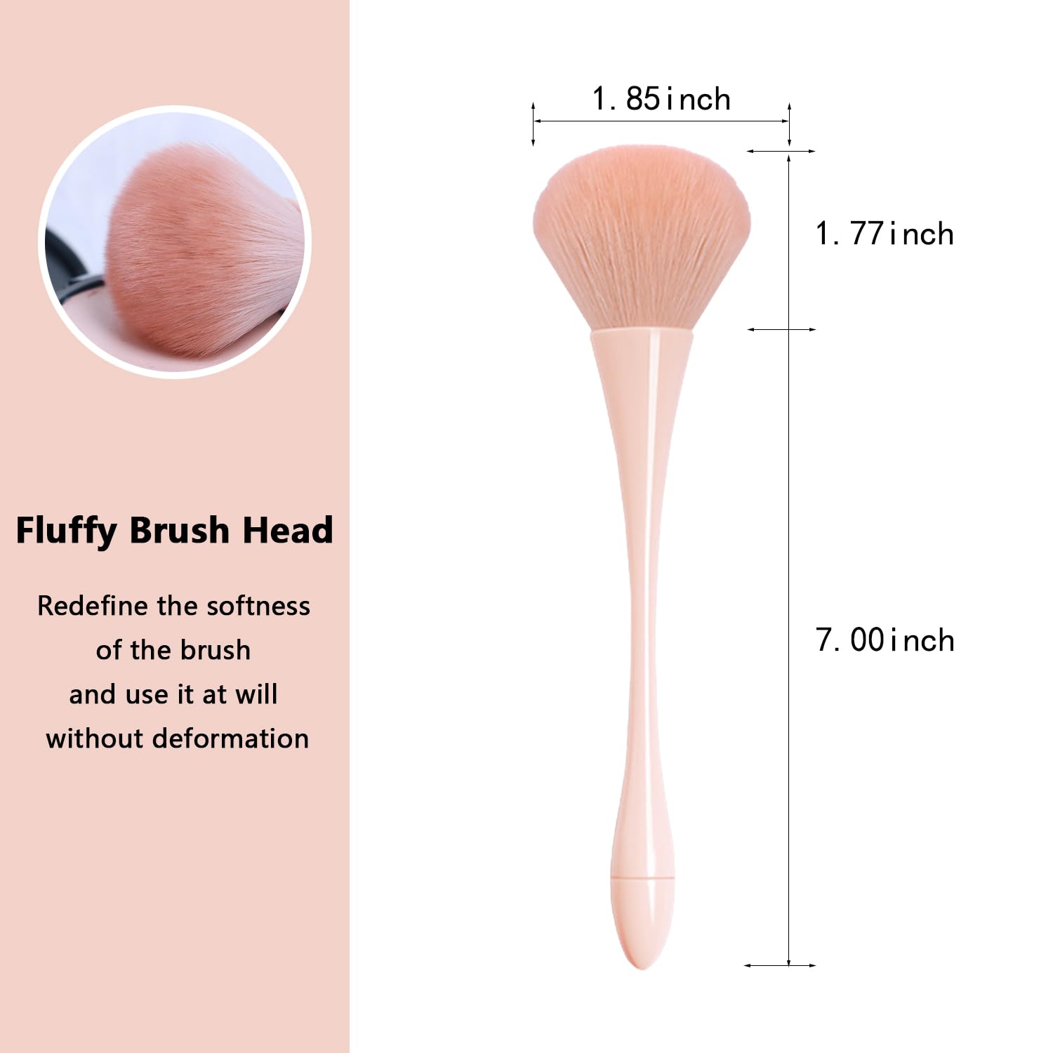 WOKOTO 5pc Peach Pink Nail Art & Makeup Dust Brush Set - Image 3