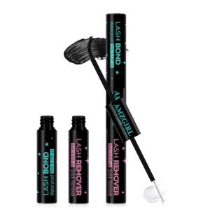 Lash Bond and Remover, 2 in 1 Cluster Glue and Remover for Lash Clusters, Strong Hold Long Lasting Waterproof Lash Adhesive with No Lumps, Fast Removal Eyelash Extension Remover with No Residue