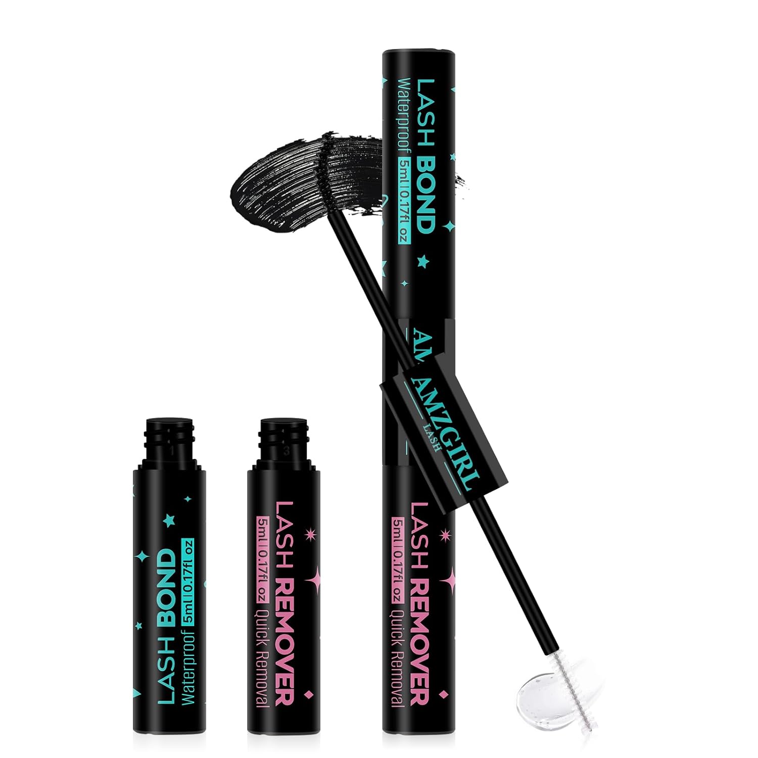 Lash Bond and Remover, 2 in 1 Cluster Glue and Remover for Lash Clusters, Strong Hold Long Lasting Waterproof Lash Adhesive with No Lumps, Fast Removal Eyelash Extension Remover with No Residue