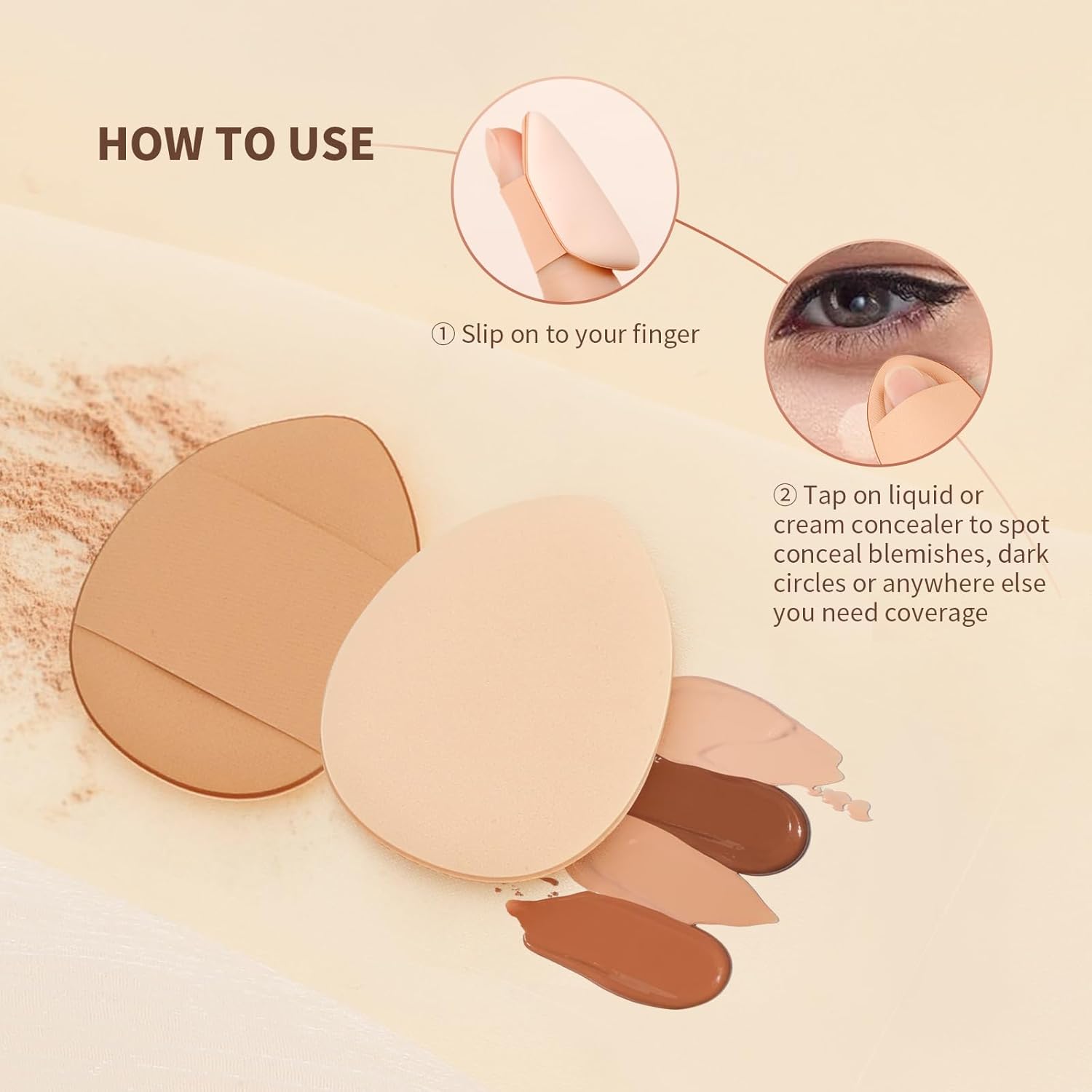 Docolor Flat Foundation Brush with 2 Mini Powder Puffs for Liquid Makeup Application - Image 6
