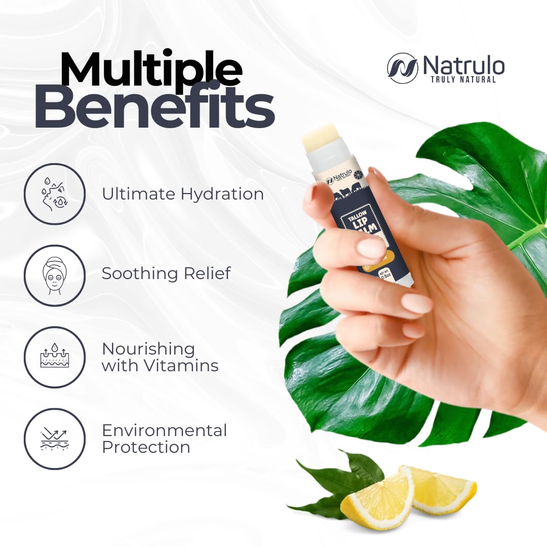 Nourishing 2-Pack Lemon Scented Beef Tallow Lip Balm for Intense Hydration - Image 3