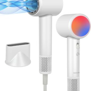 Hair Dryer, NEDYFIX 120000 RPM Professional High-Speed Blow Dryer Fast-Drying, Low Noise Hair Dryer with Nozzle 3 Level Temperature for Home, Travel-Pearly White