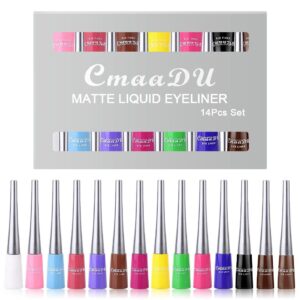 BONNIE CHOICE 14 Colors Liquid Color Eyeliner, Halloween Waterproof Matte Colored Eyeliners Smudge-proof Fluorescent Colorful Eyeline Face Body Paint Cosplay Mother's Day Gifts for Women