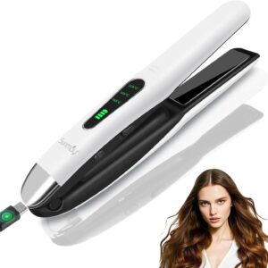 SUNMAY Cordless Hair Straightener, Portable Mini Flat Iron Hair Straightener for Travel, 20s Fast Heating, 5000mAh USB-C Rechargeable, Dual Voltage Hair Straightener and Curler 2 in 1 for Women