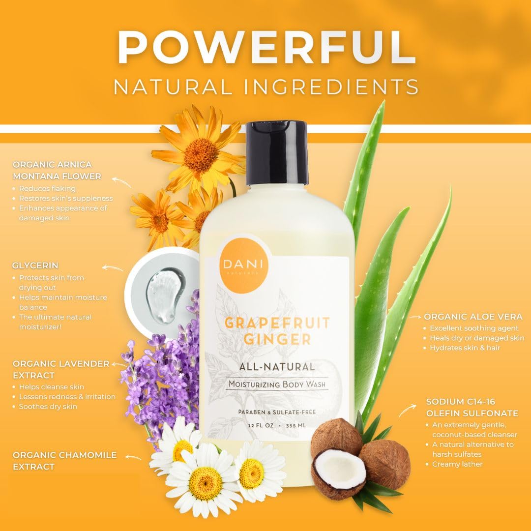 Naturals Moisturizing Body Wash 12 oz Grapefruit Ginger Scent Vegan Sulfate-Free - Image 2