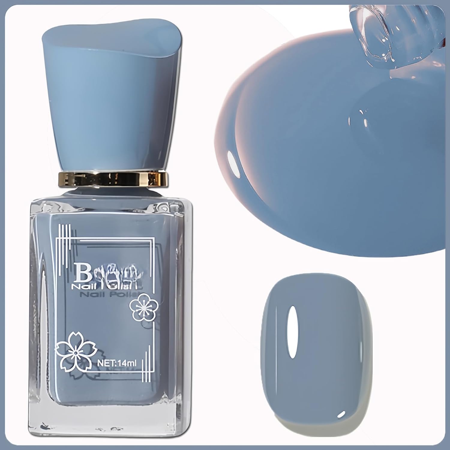 Quick Dry Vegan Grey Blue Nail Polish 14ML Long Lasting Light Blue - Image 2