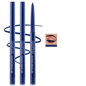 3PCS Blue Eyeliner Pencil Waterproof Eyeliner Pen Retractable Colorful Eyeliner Easy to Use Eyeliner Pen for Women,Pro Delineador De Ojos A Prueba de Agua（Dark Blue Shine）