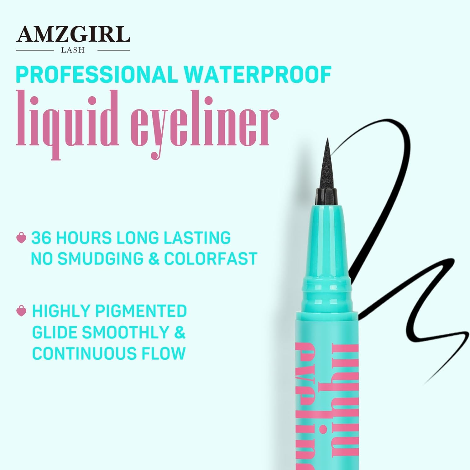 Waterproof Black Super Slim Long-Lasting Liquid Eyeliner Pencil 0.02 Fl Oz Cruelty-Free - Image 2