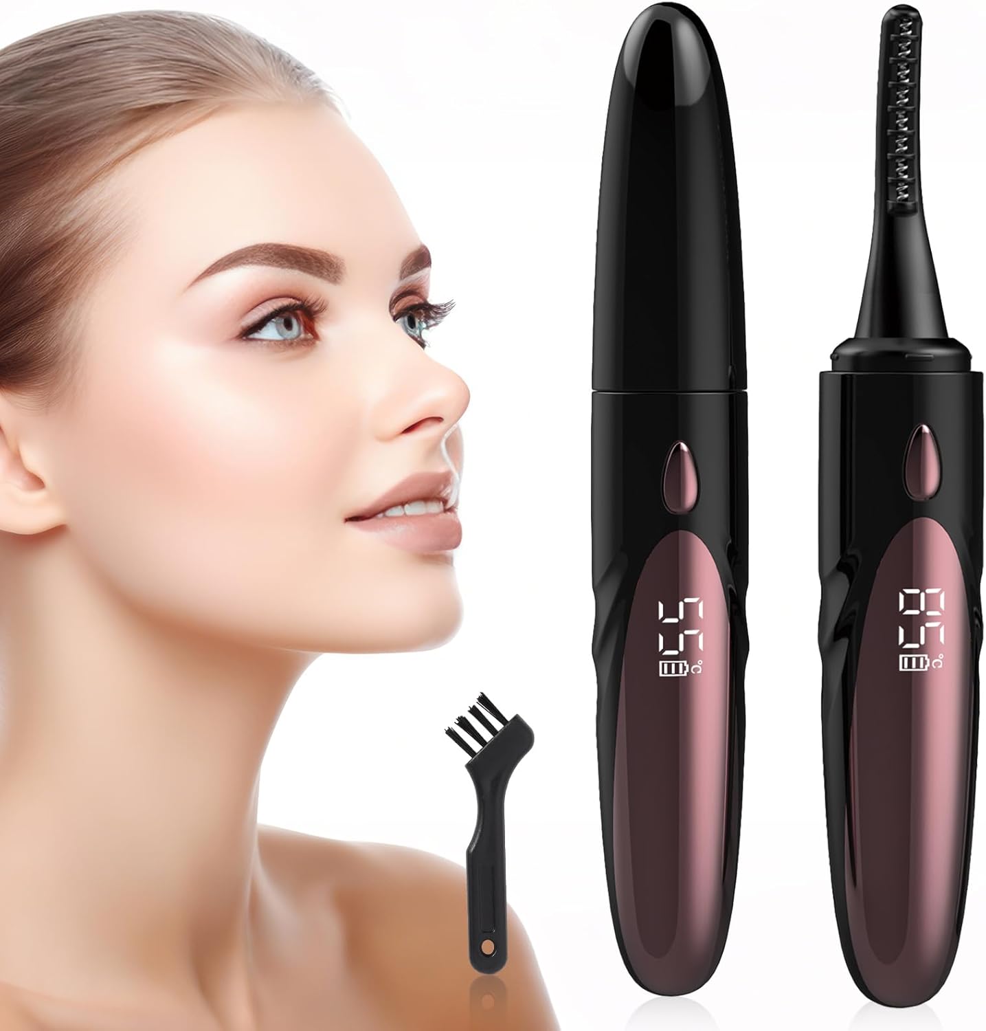Heated Eyelash Curler Heated Lash Curler 24 Hours Long Lasting Electric Eyelash Curler Fast Heat Up Within 10s Heat Eye lash curlers for Women Rechargeable Type-C 4 Heating Modes