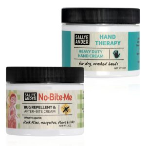 SALLYEANDER All-Natural Cream Bundle - 2 Pack - “No-Bite-Me” Bug & Insect Repellent Anti-Itch Cream - PLUS Heavy Duty Hand Therapy Cream - Safe for Kids and Infants
