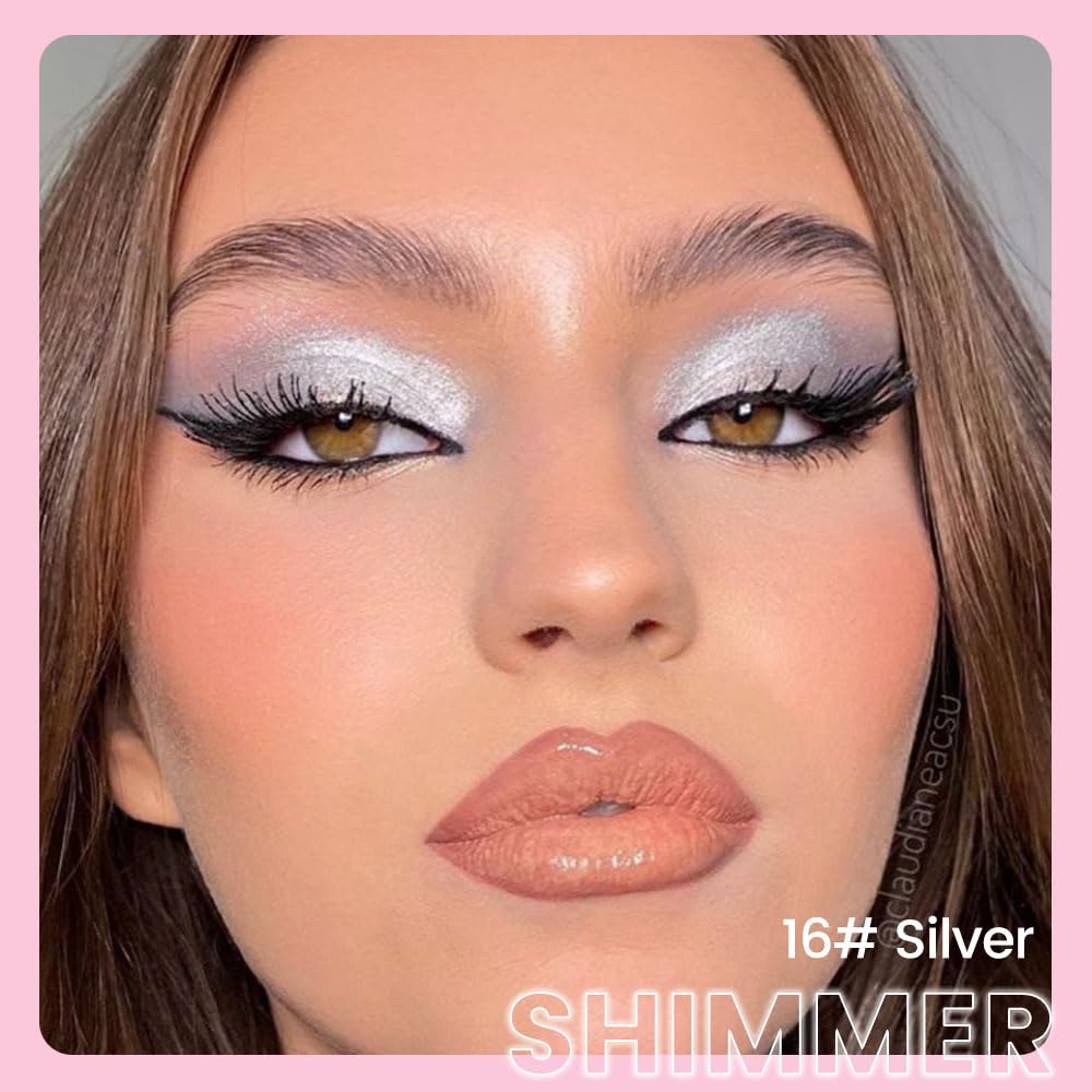 Silver Shimmer Waterproof Double Ended Cream Eye Shadow Stick 16g Applicator Included - Image 2